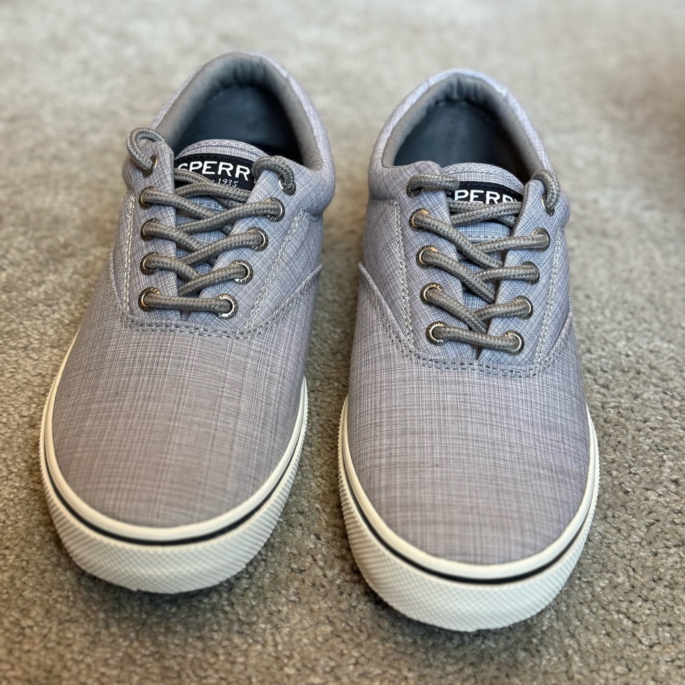 Sperry Men's Top-Sider Gray Canvas Boat Sneakers Nautical Preppy Coastal Size 8